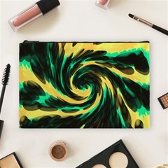 Swirl Black Yellow Green Cosmetic Bag (large)  by BrightVibesDesign