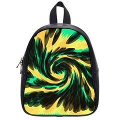 Swirl Black Yellow Green School Bag (small) by BrightVibesDesign