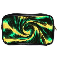 Swirl Black Yellow Green Toiletries Bags by BrightVibesDesign