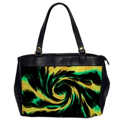 Swirl Black Yellow Green Office Handbags by BrightVibesDesign