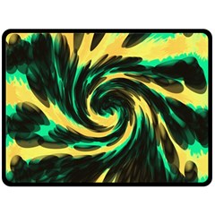 Swirl Black Yellow Green Fleece Blanket (large)  by BrightVibesDesign