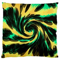 Swirl Black Yellow Green Large Cushion Case (two Sides) by BrightVibesDesign