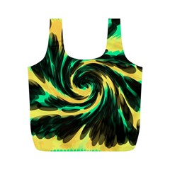 Swirl Black Yellow Green Full Print Recycle Bags (m)  by BrightVibesDesign