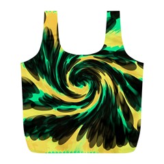 Swirl Black Yellow Green Full Print Recycle Bags (l)  by BrightVibesDesign