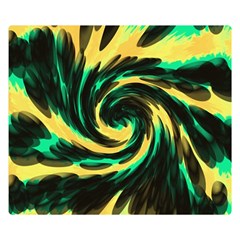 Swirl Black Yellow Green Double Sided Flano Blanket (small)  by BrightVibesDesign