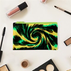 Swirl Black Yellow Green Cosmetic Bag (xs)