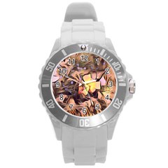 Spring Flowers Round Plastic Sport Watch (l)