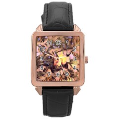 Spring Flowers Rose Gold Leather Watch 