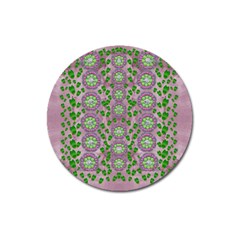 Ivy And  Holm Oak With Fantasy Meditative Orchid Flowers Magnet 3  (round) by pepitasart