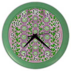 Ivy And  Holm Oak With Fantasy Meditative Orchid Flowers Color Wall Clocks by pepitasart