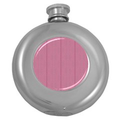 Mod Twist Stripes Red And White Round Hip Flask (5 Oz) by BrightVibesDesign