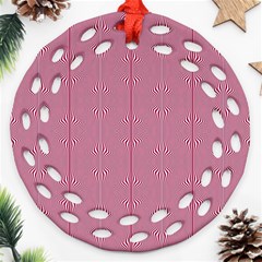 Mod Twist Stripes Red And White Ornament (round Filigree) by BrightVibesDesign