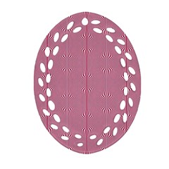 Mod Twist Stripes Red And White Ornament (oval Filigree) by BrightVibesDesign