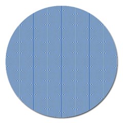 Mod Twist Stripes Blue And White Magnet 5  (round) by BrightVibesDesign