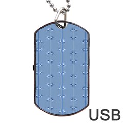 Mod Twist Stripes Blue And White Dog Tag Usb Flash (one Side) by BrightVibesDesign