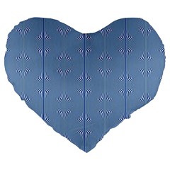 Mod Twist Stripes Blue And White Large 19  Premium Flano Heart Shape Cushions by BrightVibesDesign