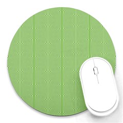 Mod Twist Stripes Green And White Round Mousepads by BrightVibesDesign