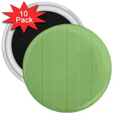 Mod Twist Stripes Green And White 3  Magnets (10 Pack)  by BrightVibesDesign