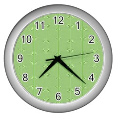 Mod Twist Stripes Green And White Wall Clocks (silver)  by BrightVibesDesign