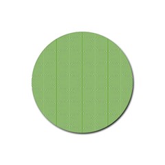 Mod Twist Stripes Green And White Rubber Coaster (round)  by BrightVibesDesign