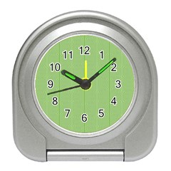 Mod Twist Stripes Green And White Travel Alarm Clocks by BrightVibesDesign