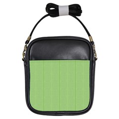 Mod Twist Stripes Green And White Girls Sling Bags by BrightVibesDesign