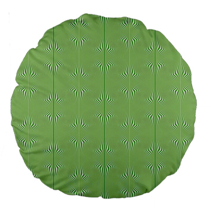 Mod Twist Stripes Green And White Large 18  Premium Round Cushions