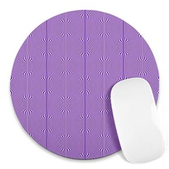 Mod Twist Stripes Purple And White Round Mousepads by BrightVibesDesign