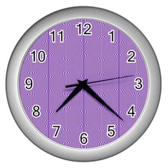 Mod Twist Stripes Purple And White Wall Clocks (silver)  by BrightVibesDesign