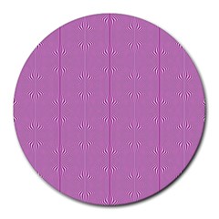 Mod Twist Stripes Pink And White Round Mousepads by BrightVibesDesign