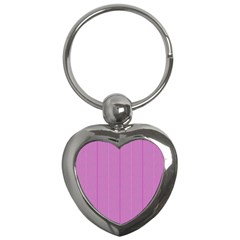 Mod Twist Stripes Pink And White Key Chains (heart)  by BrightVibesDesign