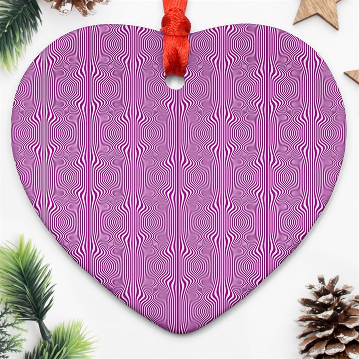 Mod Twist Stripes Pink And White Heart Ornament (Two Sides)