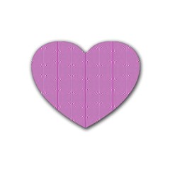 Mod Twist Stripes Pink And White Rubber Coaster (heart)  by BrightVibesDesign