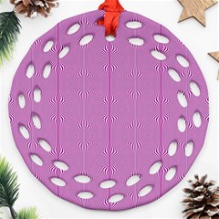 Mod Twist Stripes Pink And White Round Filigree Ornament (two Sides) by BrightVibesDesign