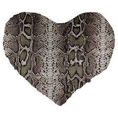 Snake Skin Large 19  Premium Heart Shape Cushions by LoolyElzayat