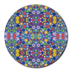 Colorful Flowers Round Mousepads by LoolyElzayat