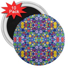 Colorful Flowers 3  Magnets (10 Pack)  by LoolyElzayat