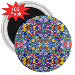 Colorful Flowers 3  Magnets (100 Pack) by LoolyElzayat