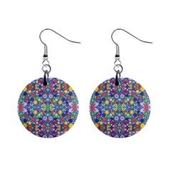 Colorful Flowers Mini Button Earrings