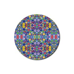 Colorful Flowers Rubber Round Coaster (4 Pack)  by LoolyElzayat