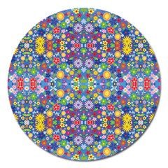 Colorful Flowers Magnet 5  (round) by LoolyElzayat