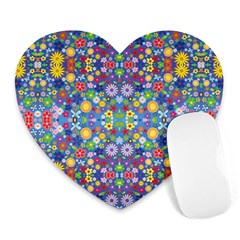 Colorful Flowers Heart Mousepads by LoolyElzayat