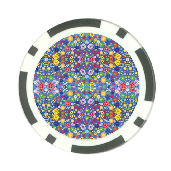 Colorful Flowers Poker Chip Card Guard