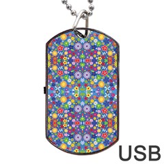 Colorful Flowers Dog Tag Usb Flash (one Side) by LoolyElzayat