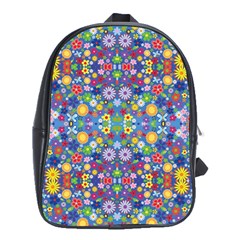 Colorful Flowers School Bag (XL)