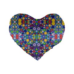 Colorful Flowers Standard 16  Premium Heart Shape Cushions by LoolyElzayat