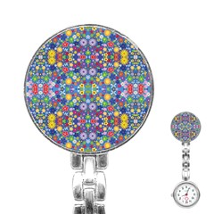 Colorful Flowers Stainless Steel Nurses Watch by LoolyElzayat