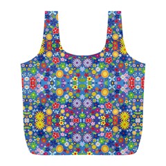 Colorful Flowers Full Print Recycle Bags (L) 