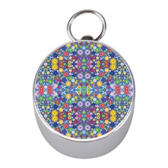 Colorful Flowers Mini Silver Compasses by LoolyElzayat