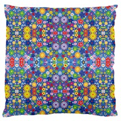 Colorful Flowers Large Flano Cushion Case (two Sides) by LoolyElzayat